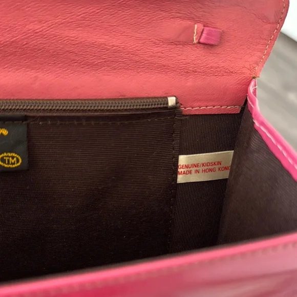 Vintage Mod Pink Goat Leather Clutch - Picture 6 of 16